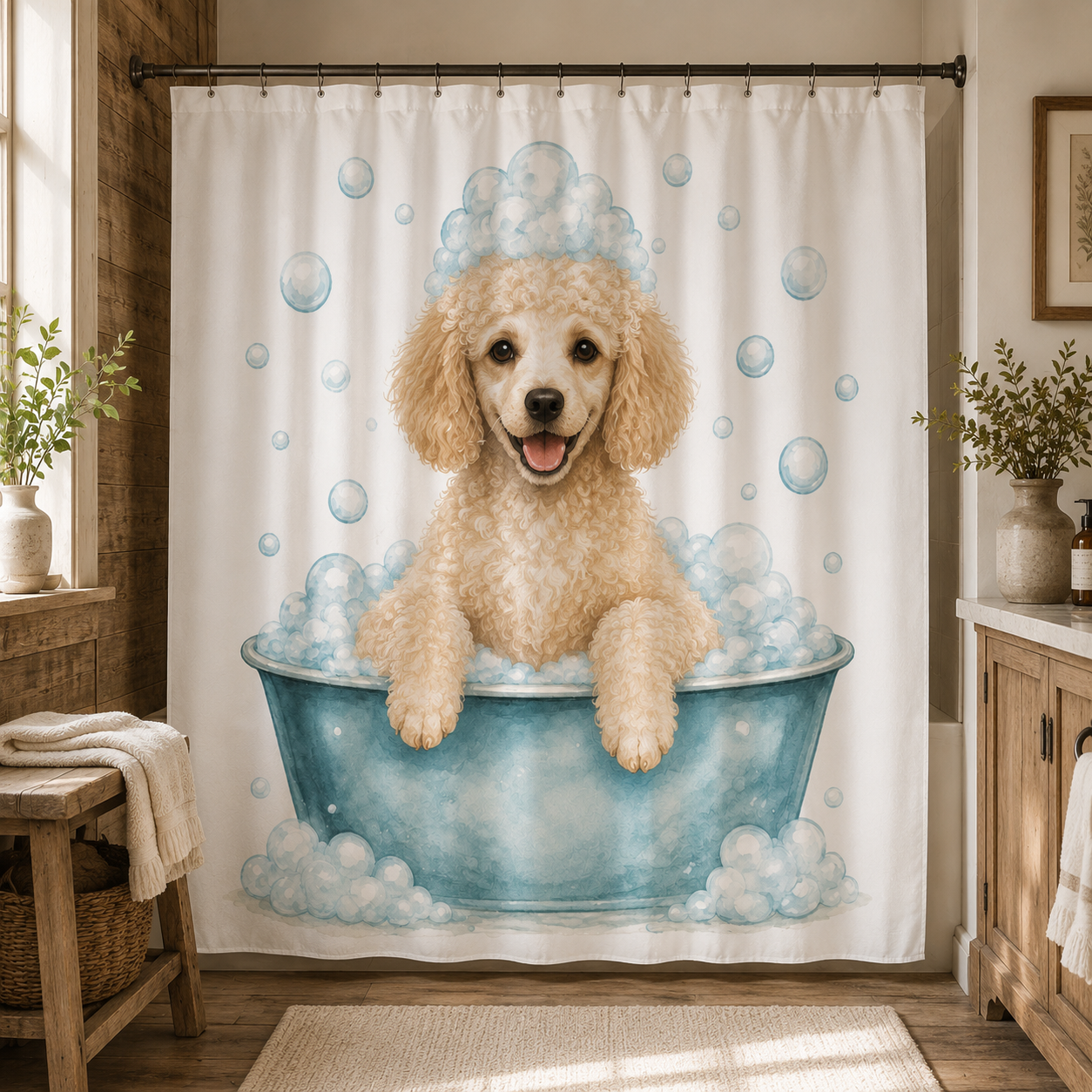 Custom Photo Dog Shower Curtain | Gift For Dog Lovers