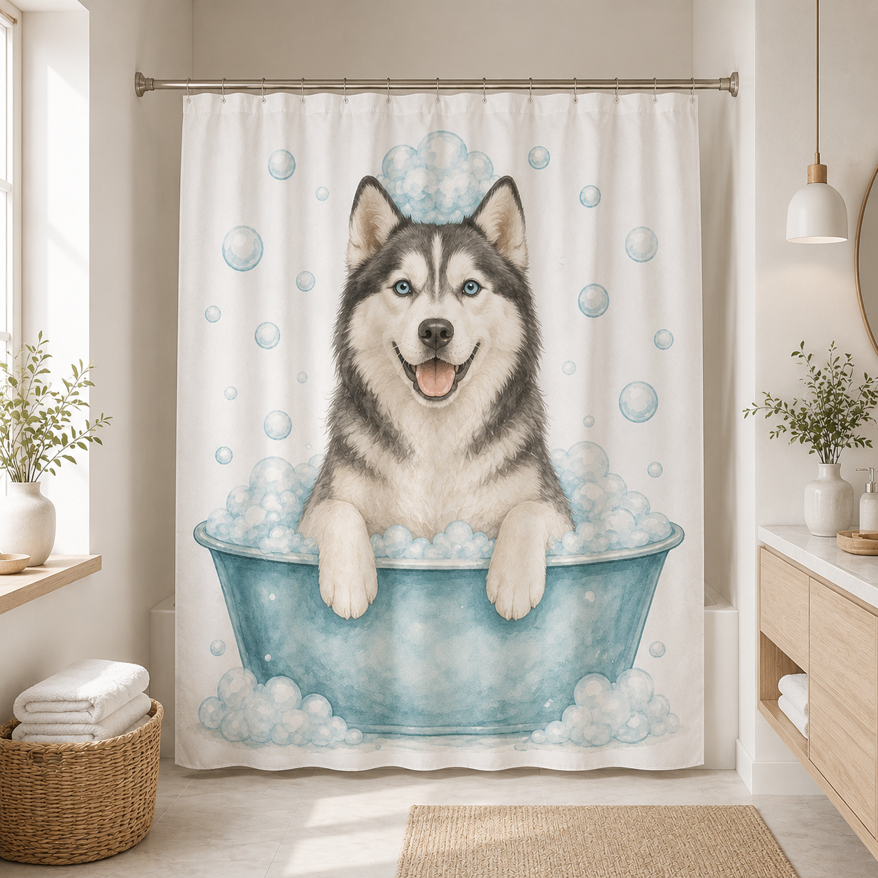 Custom Photo Dog Shower Curtain | Gift For Dog Lovers