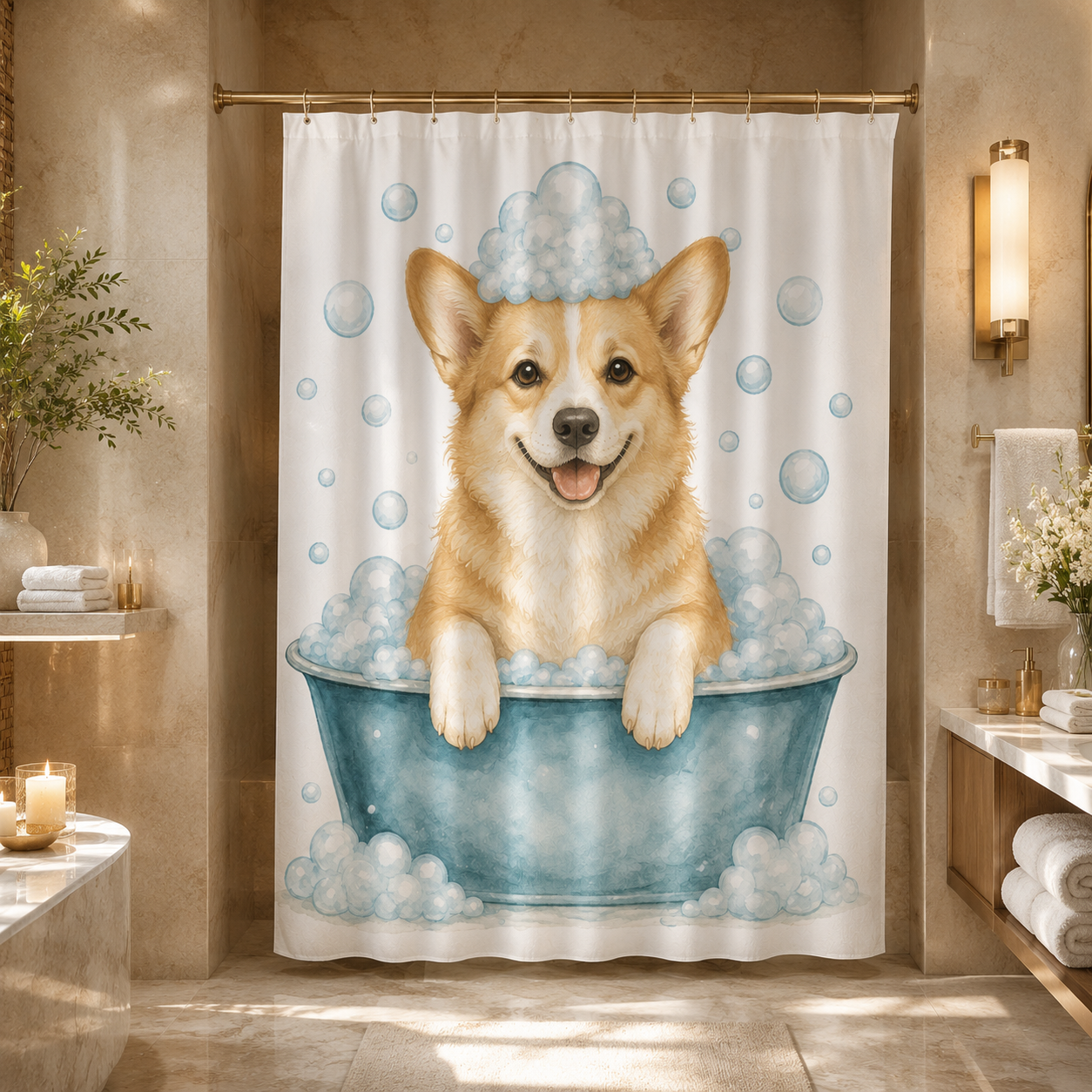 Custom Photo Dog Shower Curtain | Gift For Dog Lovers
