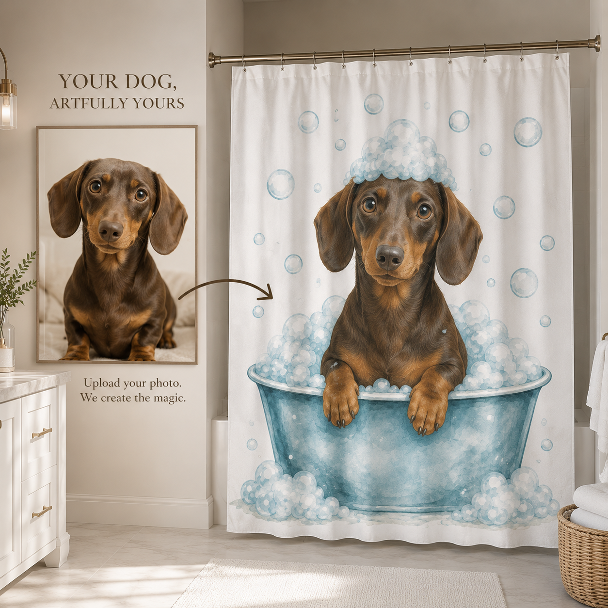 Custom Photo Dog Shower Curtain | Gift For Dog Lovers