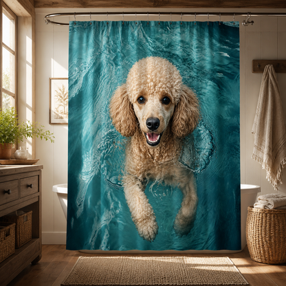Custom Photo Dog Swimming Shower Curtain | Gift For Dog Lovers