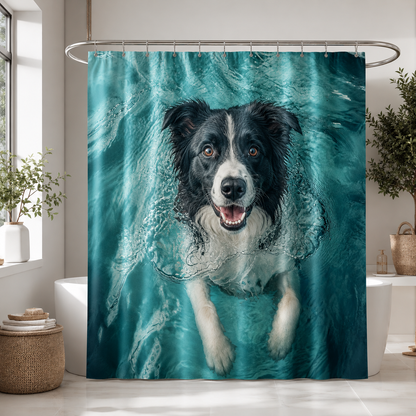 Custom Photo Dog Swimming Shower Curtain | Gift For Dog Lovers