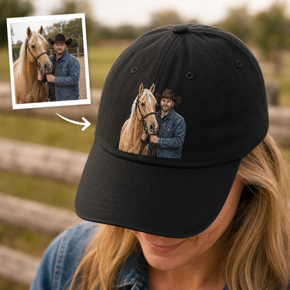 Custom Photo Horse Embroidered Hat  | Gift For Horse Lover Pa99