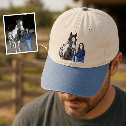 Custom Photo Horse Embroidered Hat  | Gift For Horse Lover Pa99