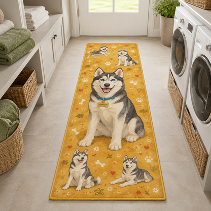 Custom Photo Dog Portrait Runner Rug | Pet Hallway Runner Carpet | Gift For Dog Lovers