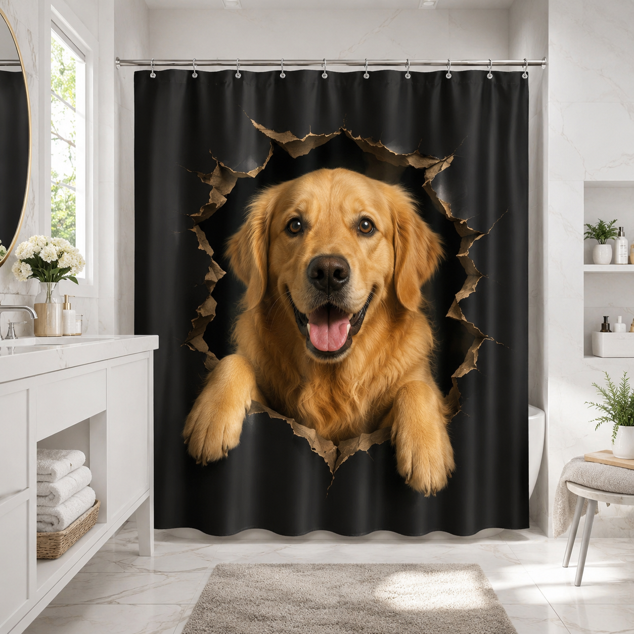 Custom Photo Dog Shower Curtain | Gift For Dog Lovers