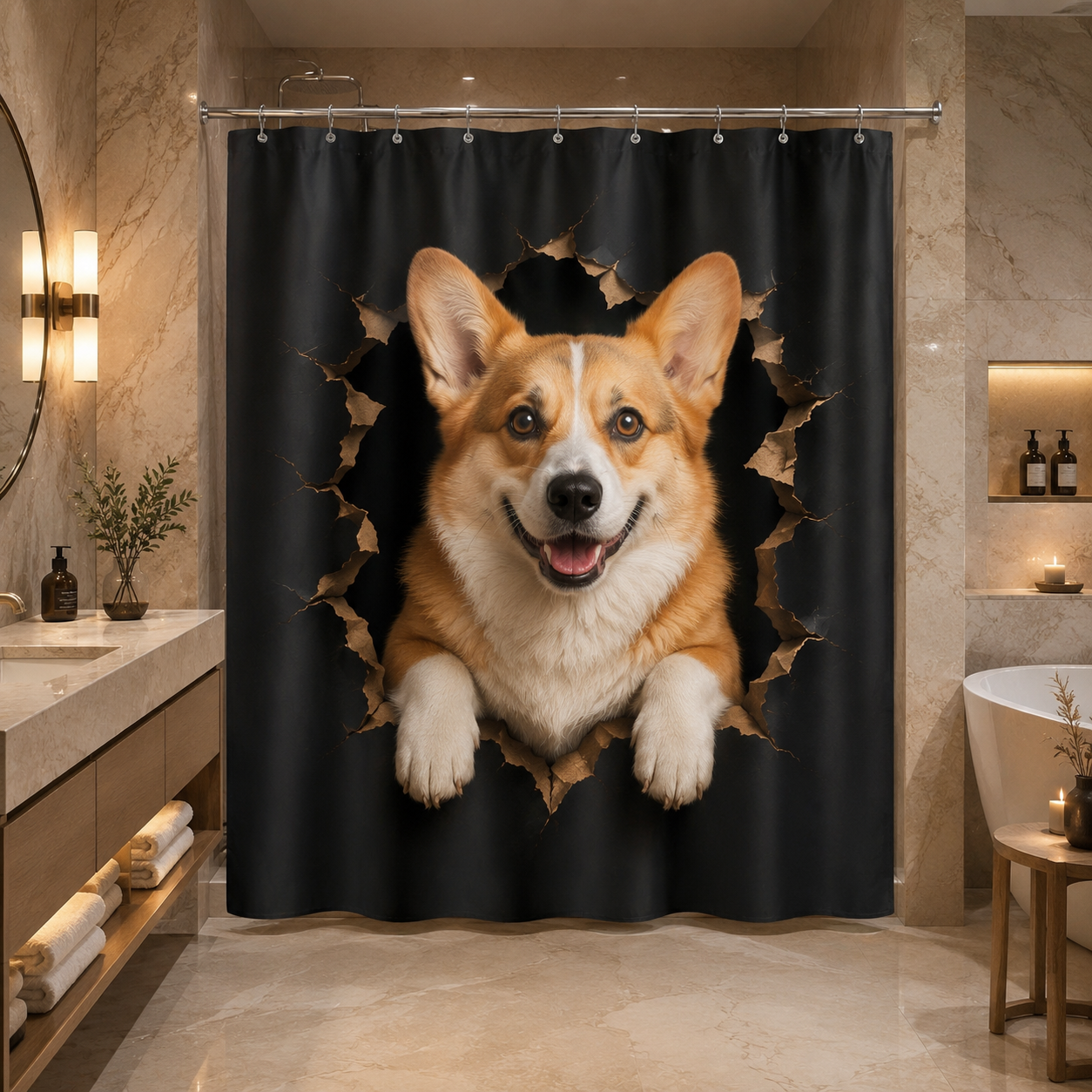 Custom Photo Dog Shower Curtain | Gift For Dog Lovers