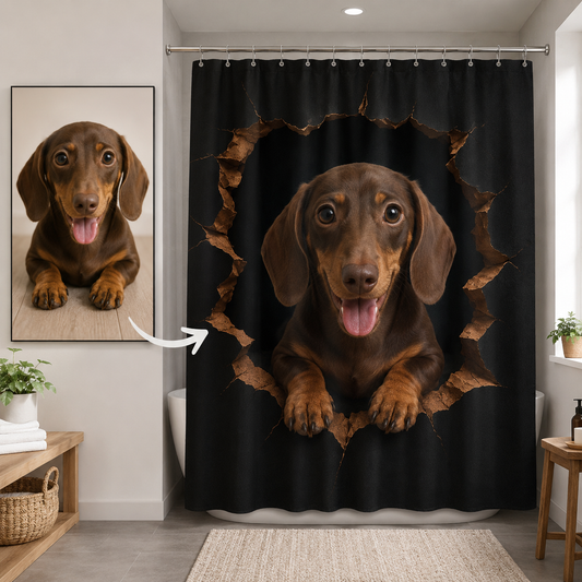 Custom Photo Dog Shower Curtain | Gift For Dog Lovers