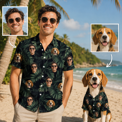 Custom Photo Dog Tropical Shirt, Personalized Hawaiian Shirt, Dog Lover Vacation Gift For Dog