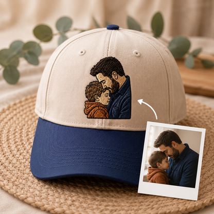 Custom Photo Dad Huge Embroidered Hat, Personalized Cap, Custom Portrait Dad Hat, Father’s Day Gift TOM99