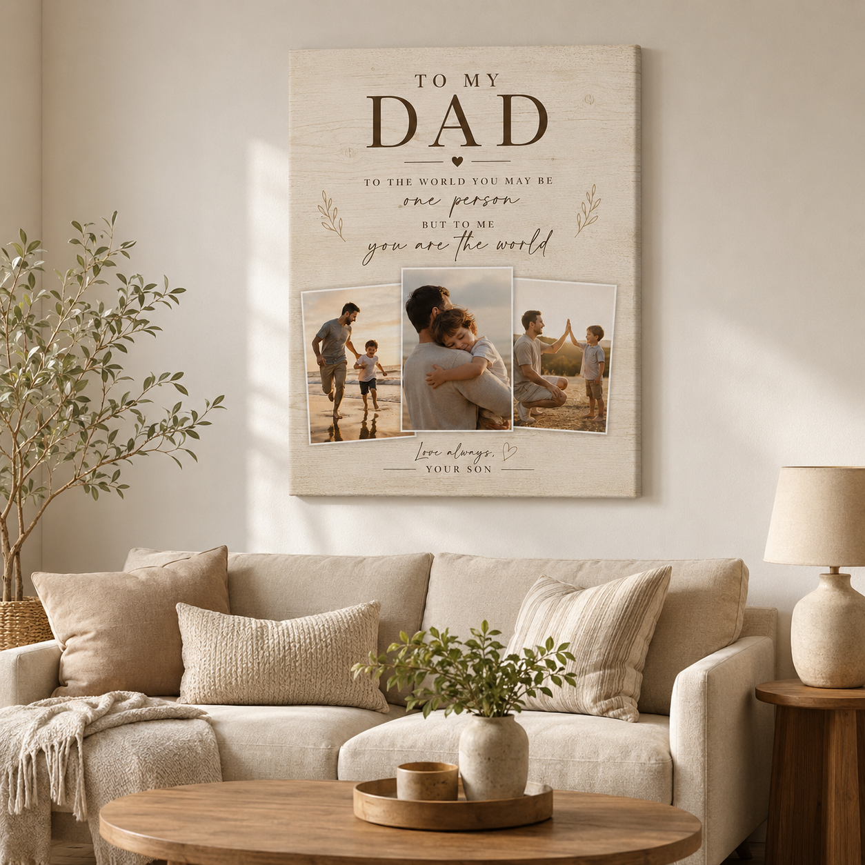 Custom Photo Dad Canvas Wall Art - Custom Gift For Dad TOM99