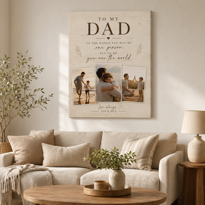 Custom Photo Dad Canvas Wall Art - Custom Gift For Dad TOM99