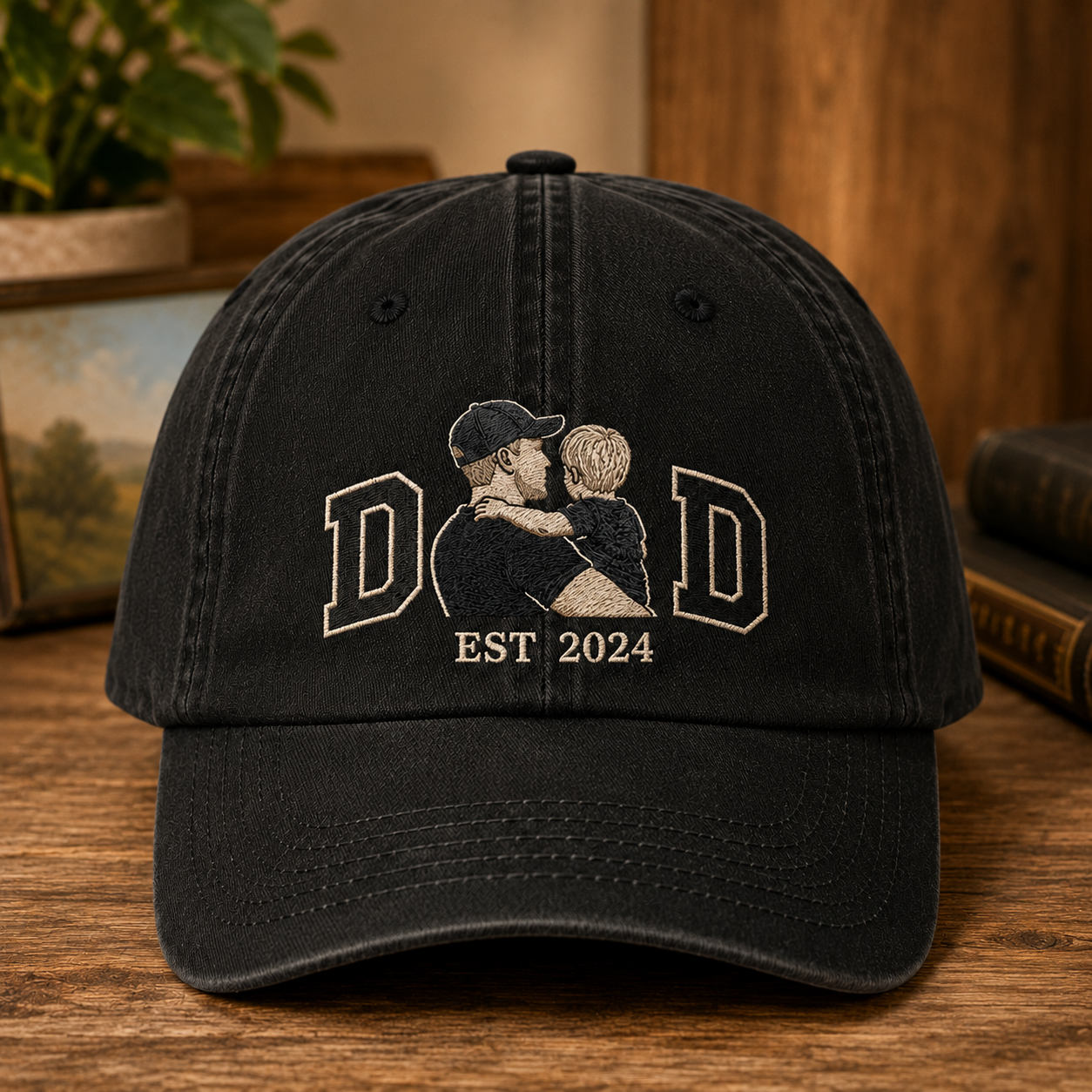 Custom Photo Dad Embroidered Hat, Personalized Cap, Custom Portrait Dad Hat, Father’s Day Gift TOM99
