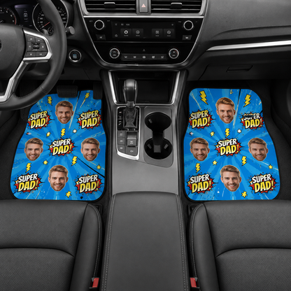 Personalized Super Dad Flannel Car Floor Mats, Custom Dad Floor Mats, Gift For Dad TOM99