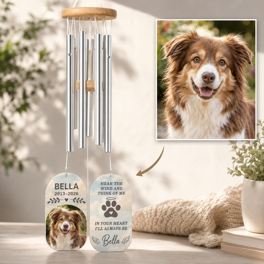 Custom Photo Dog Memory Hear The Wind Chime | Personalized Dog Lovers Gifts | Gift For Dog Lovers TOM99