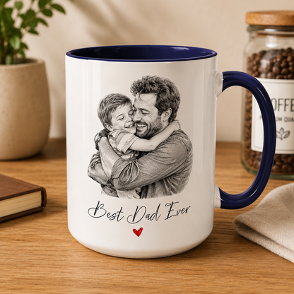Custom Photo Best Dad Ever Mug, Personalized Mug Mug For Husband Dad Grandfather TOM99
