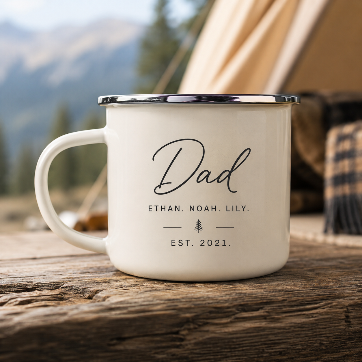 Personalized Dad Camp Mug 12oz, Custom Dad Enamel Cup, Gift For Dad TOM99
