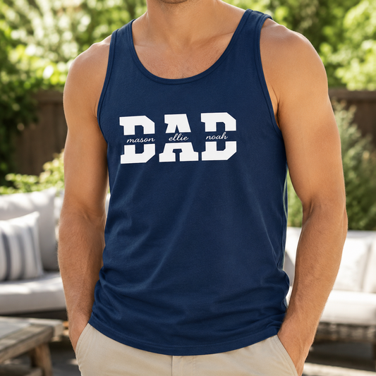 Custom Name Dad & Baby Tank Top, Personalized Dad Gifts | Gift For Dad, Grandpa TOM99