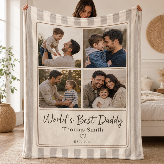 Custom Photo Best Dad Blanket, Personalized Dad Gifts | Gift For Dad TOM99