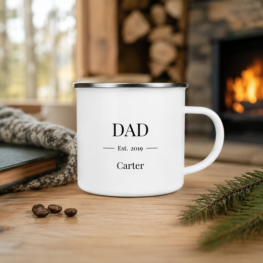 Personalized Dad Camp Mug 12oz, Custom Dad Enamel Cup, Gift For Dad TOM99