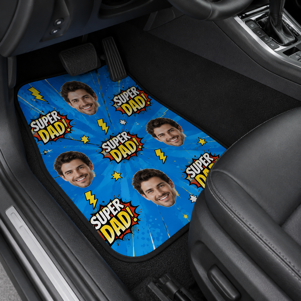 Personalized Super Dad Flannel Car Floor Mats, Custom Dad Floor Mats, Gift For Dad TOM99