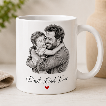 Custom Photo Best Dad Ever Mug, Personalized Mug Mug For Husband Dad Grandfather TOM99