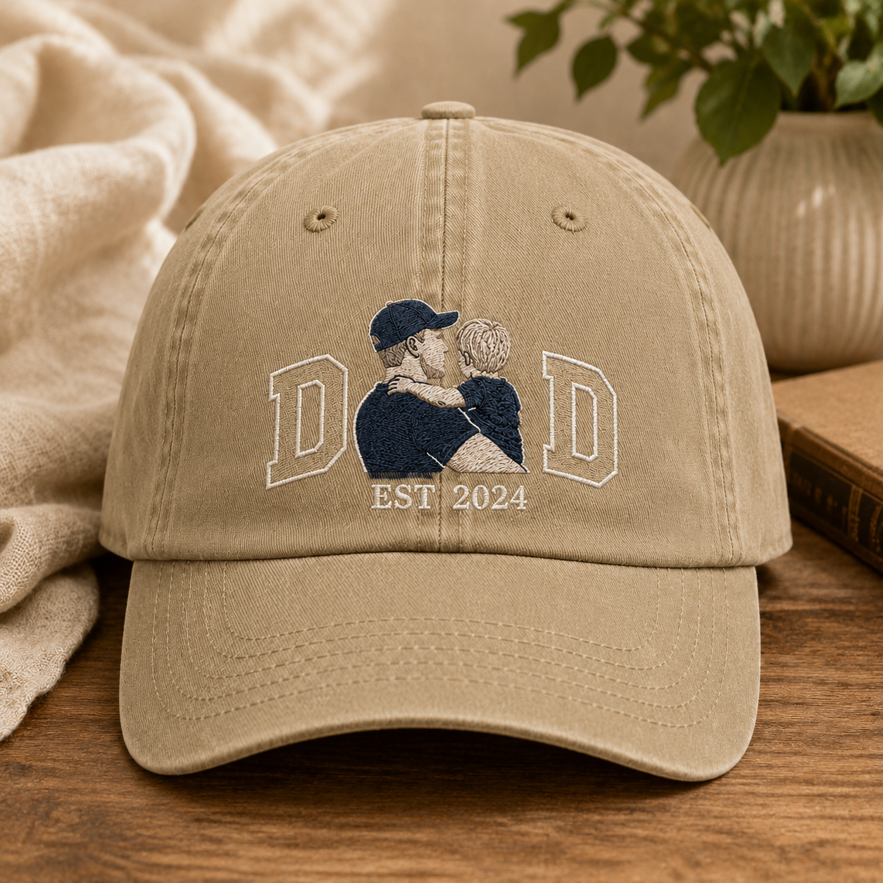 Custom Photo Dad Embroidered Hat, Personalized Cap, Custom Portrait Dad Hat, Father’s Day Gift TOM99