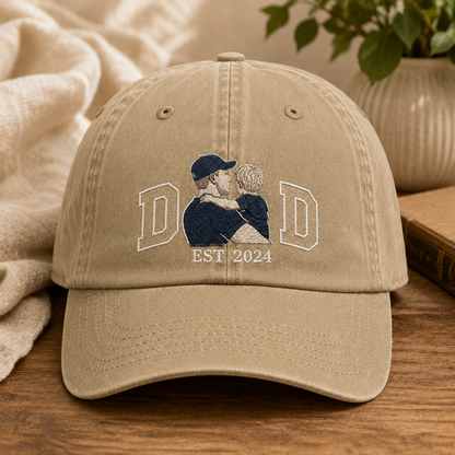 Custom Photo Dad Embroidered Hat, Personalized Cap, Custom Portrait Dad Hat, Father’s Day Gift TOM99