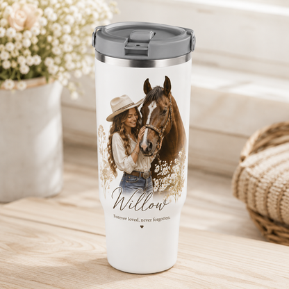 Custom Photo Girl Horse 30oz Tumbler | Gift For Horse Lovers | Pet Lover Gifts TOM99