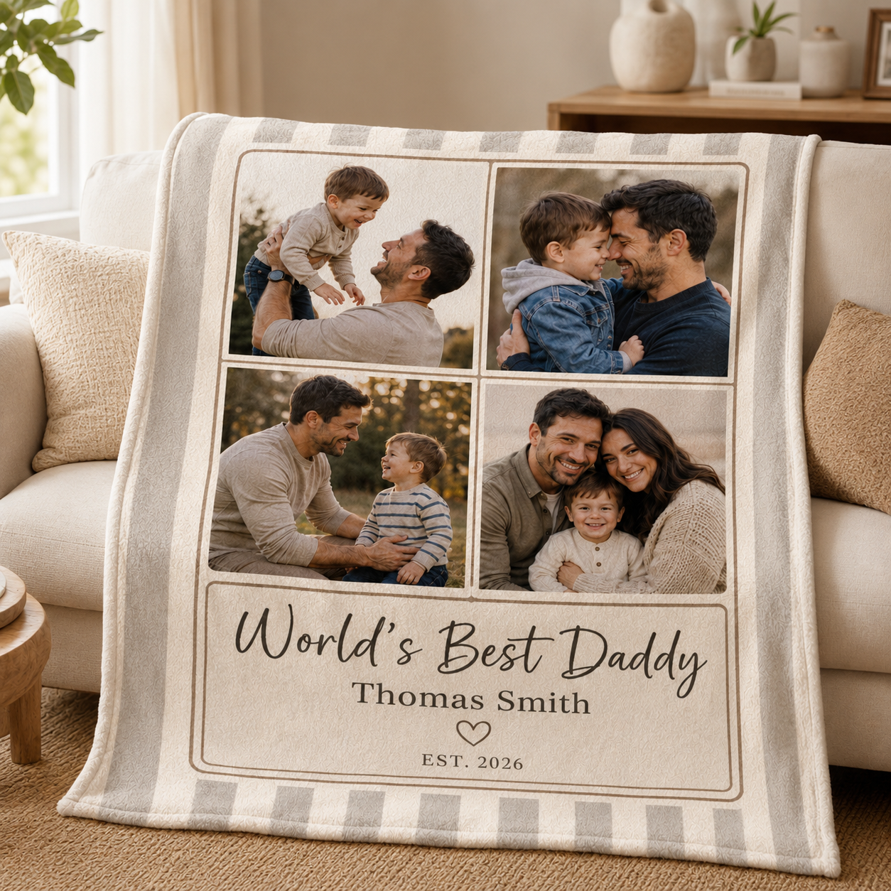 Custom Photo Best Dad Blanket, Personalized Dad Gifts | Gift For Dad TOM99