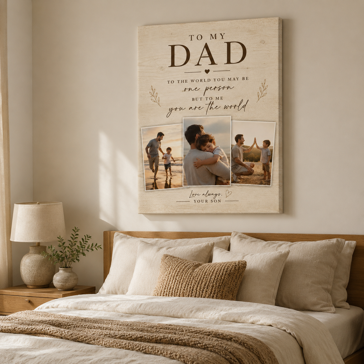 Custom Photo Dad Canvas Wall Art - Custom Gift For Dad TOM99