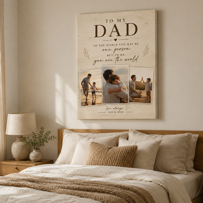 Custom Photo Dad Canvas Wall Art - Custom Gift For Dad TOM99