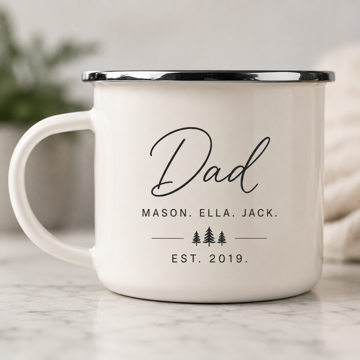 Personalized Dad Camp Mug 12oz, Custom Dad Enamel Cup, Gift For Dad TOM99