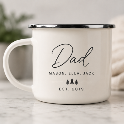 Personalized Dad Camp Mug 12oz, Custom Dad Enamel Cup, Gift For Dad TOM99