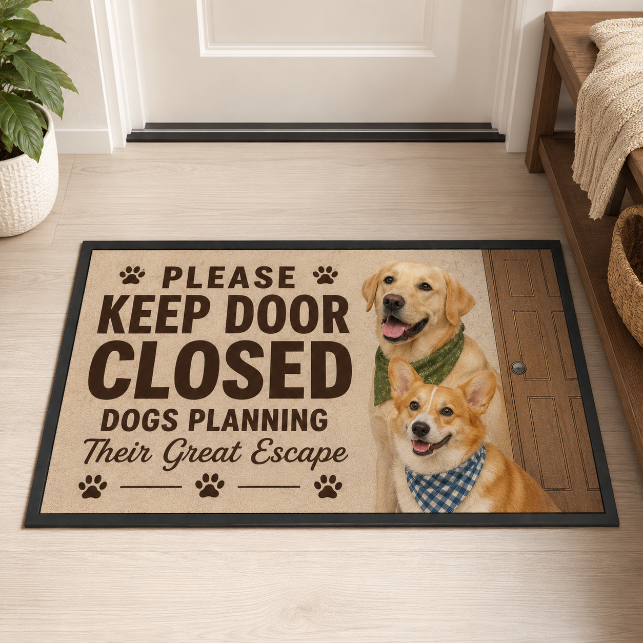 Custom Photo Please Keep Door Closed Dog Doormat | Photo Pet Doormat | Gift For Dog Lovers