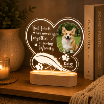 Custom Photo Dog In My Heart Memorial Wooden LED Light | Personalized Dog Photo LED Night Light | Pet Loss Sympathy Gift TOM99