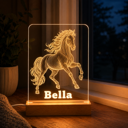 Custom Photo Horse Wooden Led Light | Personalized Horse Photo Wooden Led Light | Gift For Horse Lovers TOM99