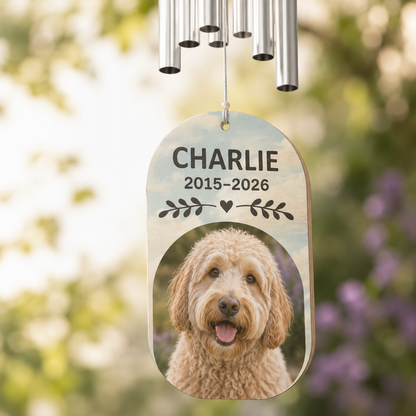 Custom Photo Dog Memory Hear The Wind Chime | Personalized Dog Lovers Gifts | Gift For Dog Lovers TOM99