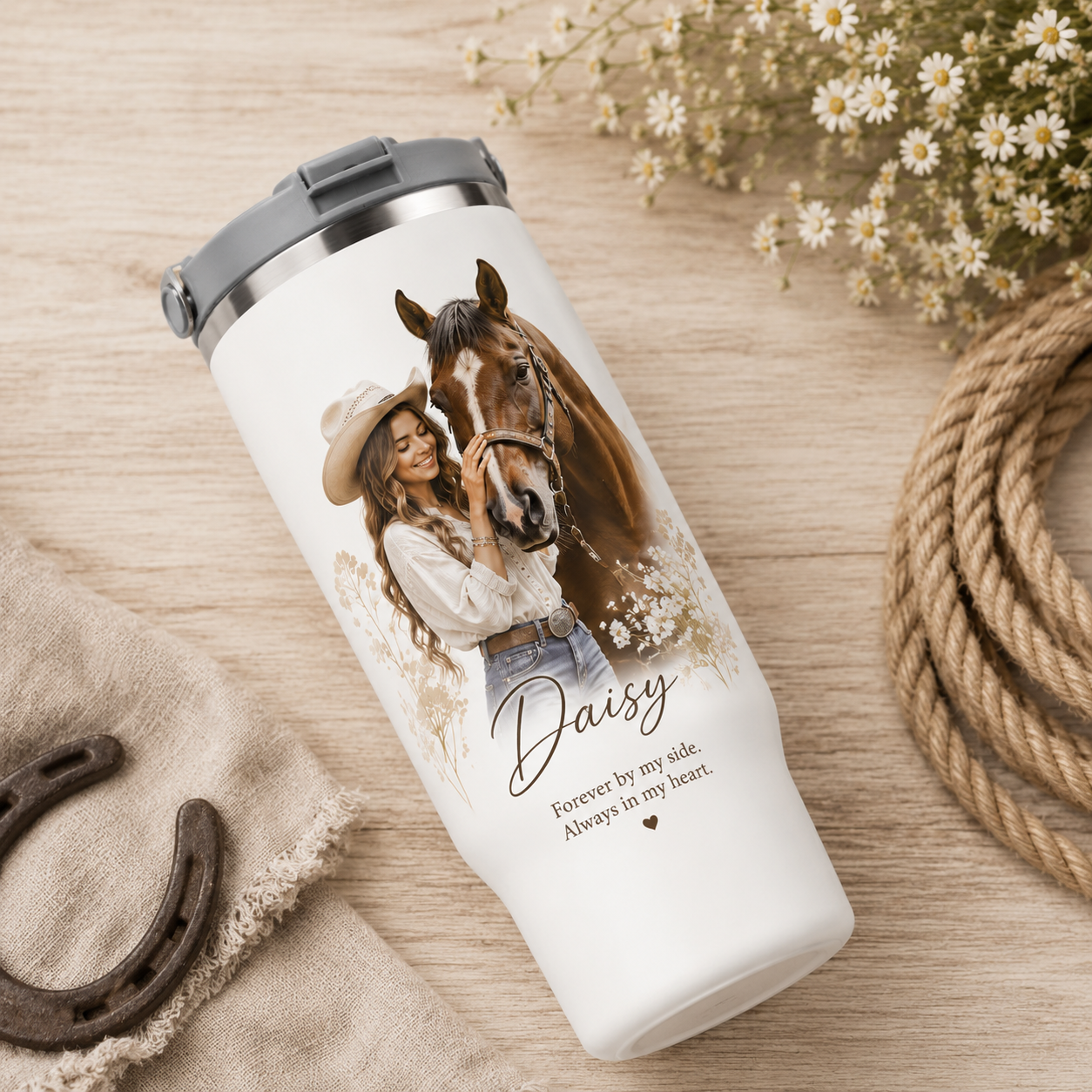 Custom Photo Girl Horse 30oz Tumbler | Gift For Horse Lovers | Pet Lover Gifts TOM99