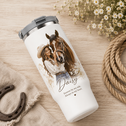Custom Photo Girl Horse 30oz Tumbler | Gift For Horse Lovers | Pet Lover Gifts TOM99