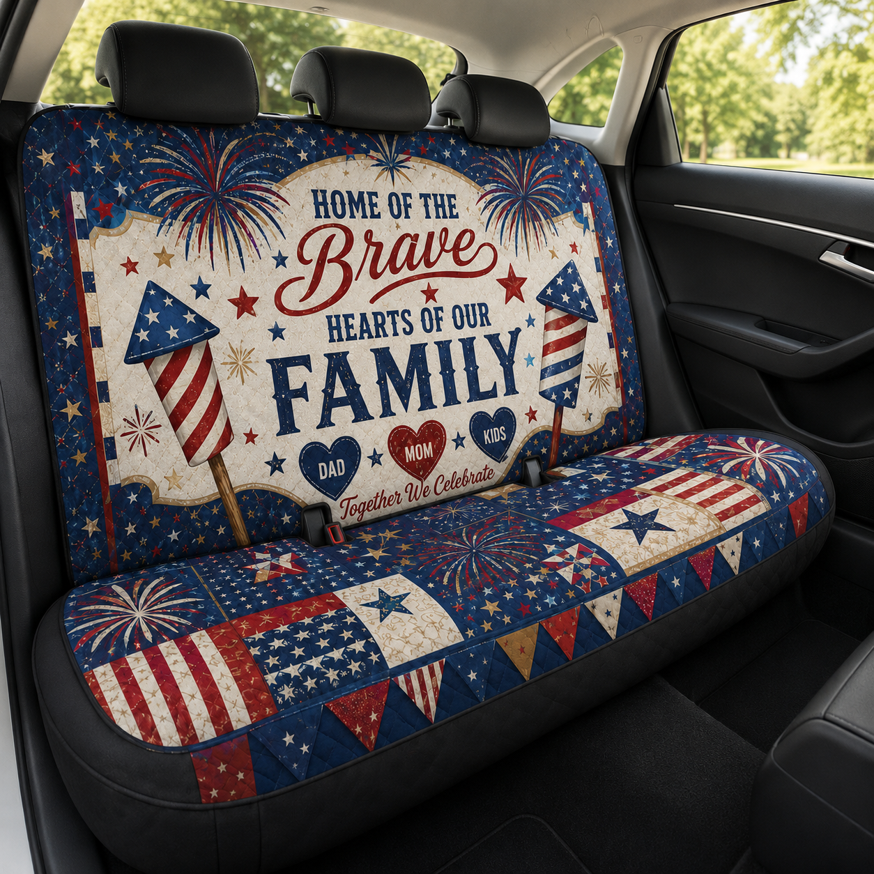 Personalized Brave Dad Car Rear Seat Cover, Custom Back Seat Protector For Dad, Gift For Dad TOM99