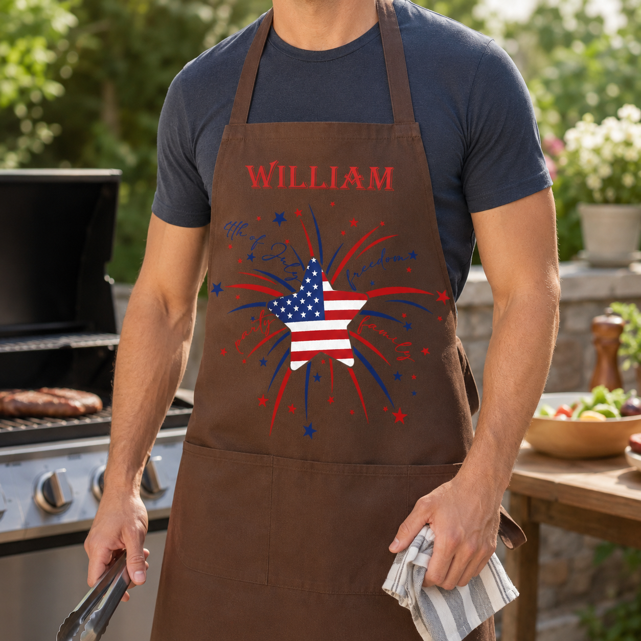 Custom American Dad Apron, Personalized Apron For Dad, Gifts For Dad - TOM99