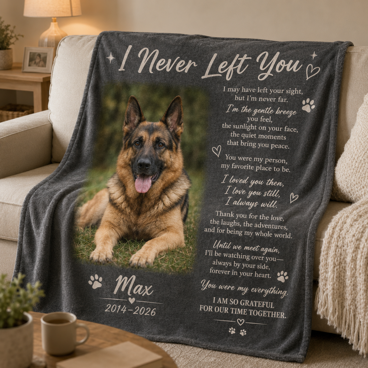 Custom Photo Dog Memorial Blanket | Personalized Dog Lovers Gifts | Gift For Dog Lovers TOM99