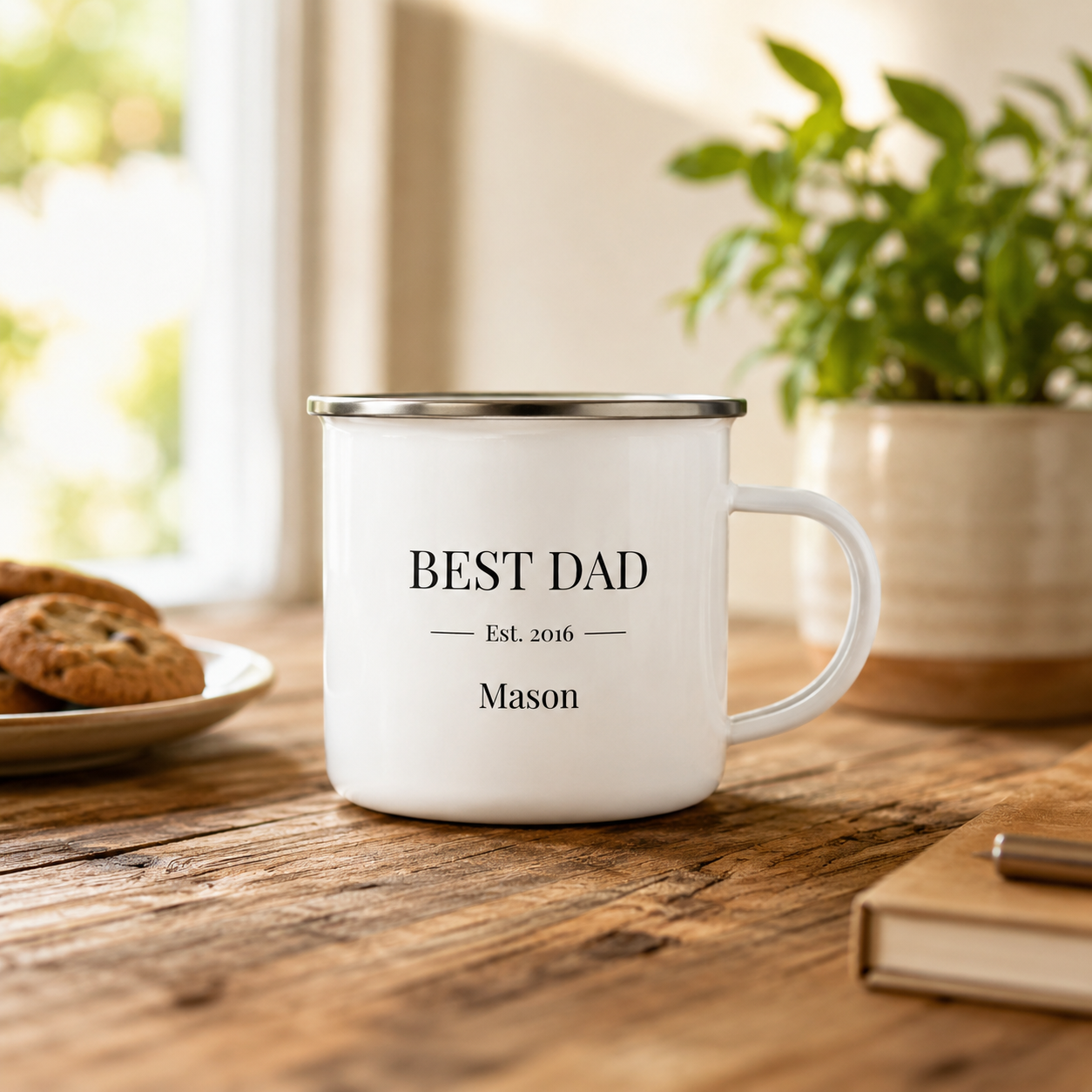 Personalized Dad Camp Mug 12oz, Custom Dad Enamel Cup, Gift For Dad TOM99