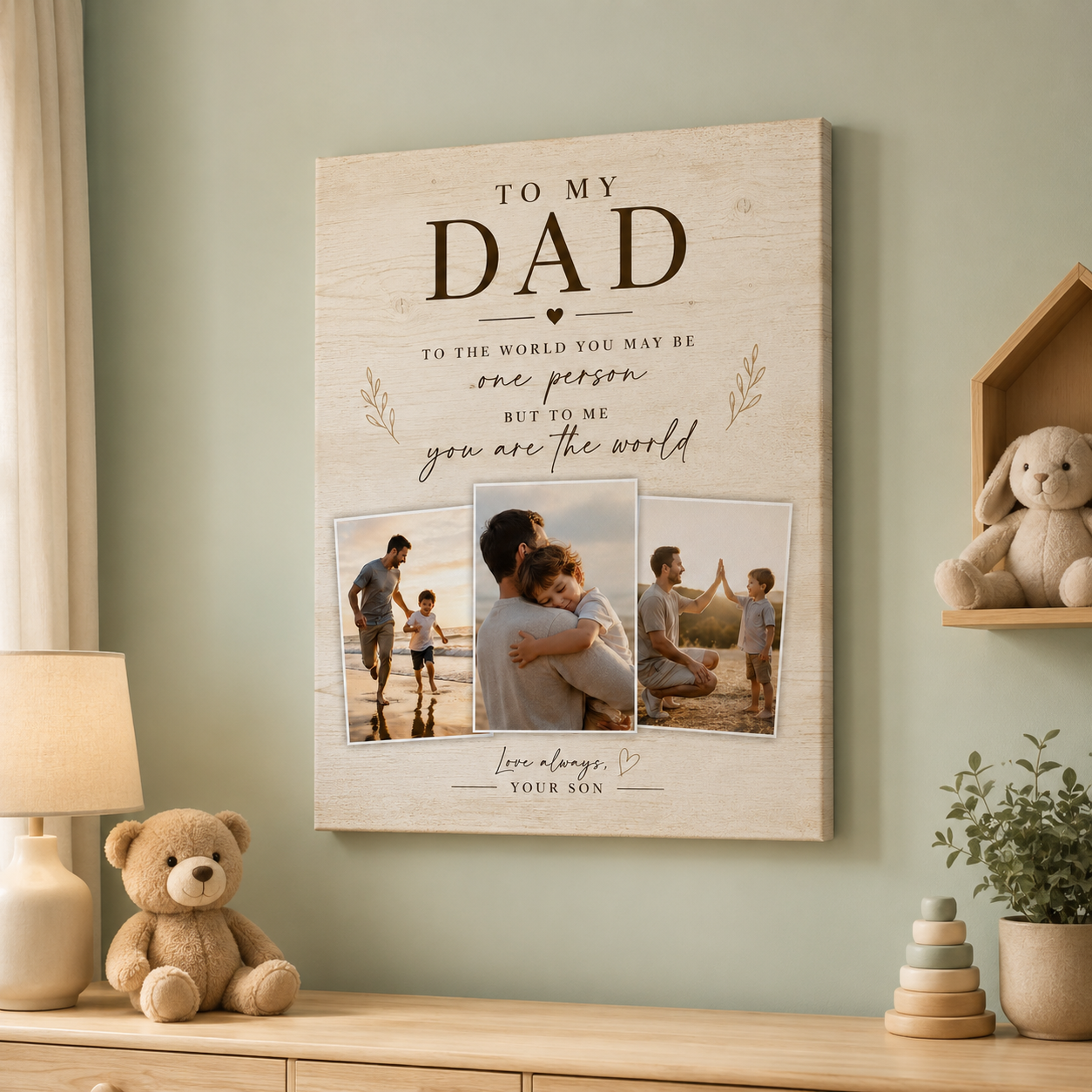 Custom Photo Dad Canvas Wall Art - Custom Gift For Dad TOM99