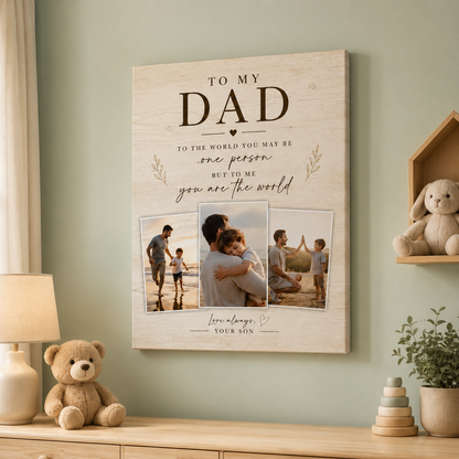 Custom Photo Dad Canvas Wall Art - Custom Gift For Dad TOM99