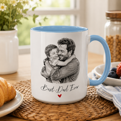 Custom Photo Best Dad Ever Mug, Personalized Mug Mug For Husband Dad Grandfather TOM99