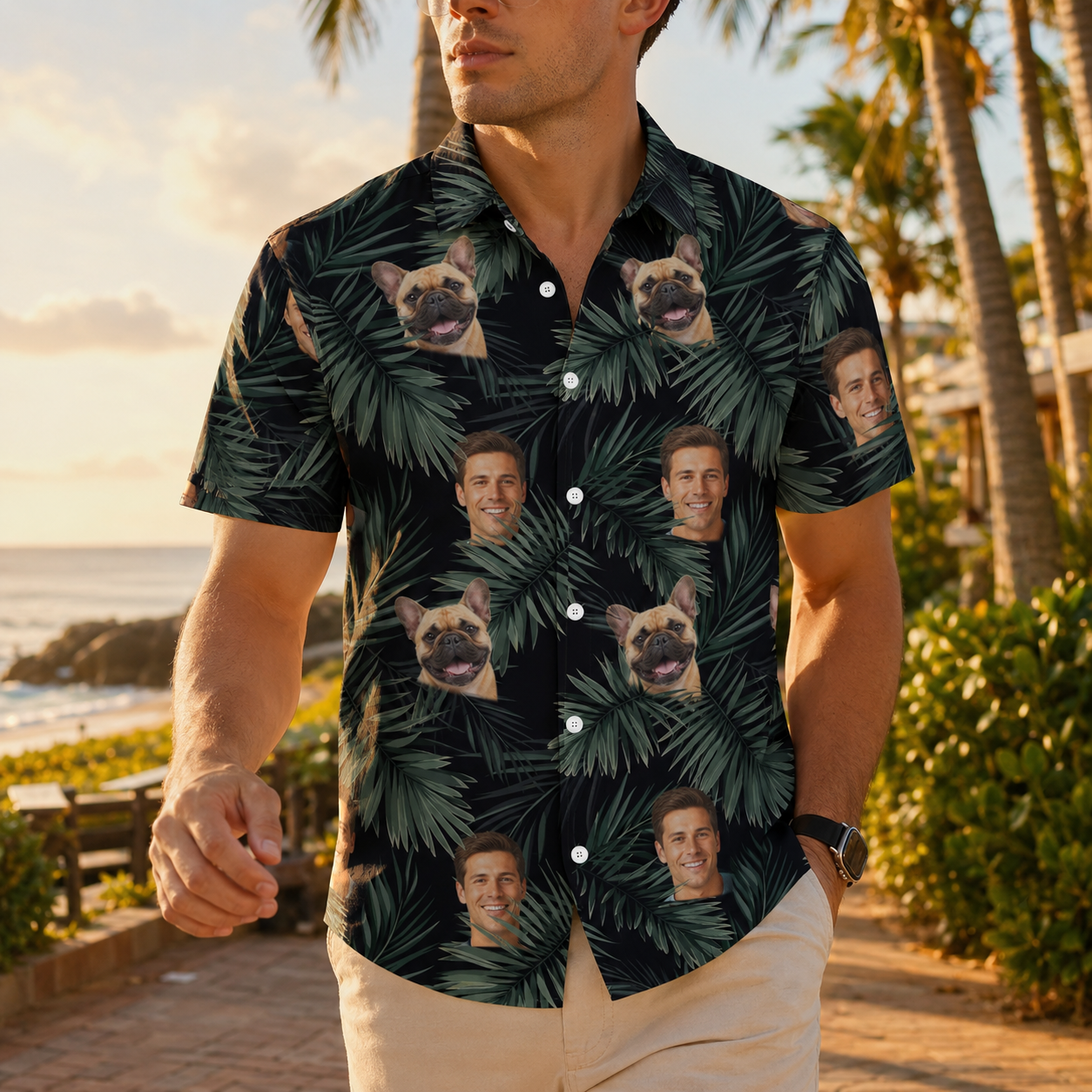 Custom Photo Dog Tropical Shirt, Personalized Hawaiian Shirt, Dog Lover Vacation Gift For Dog