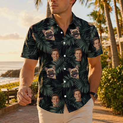 Custom Photo Dog Tropical Shirt, Personalized Hawaiian Shirt, Dog Lover Vacation Gift For Dog