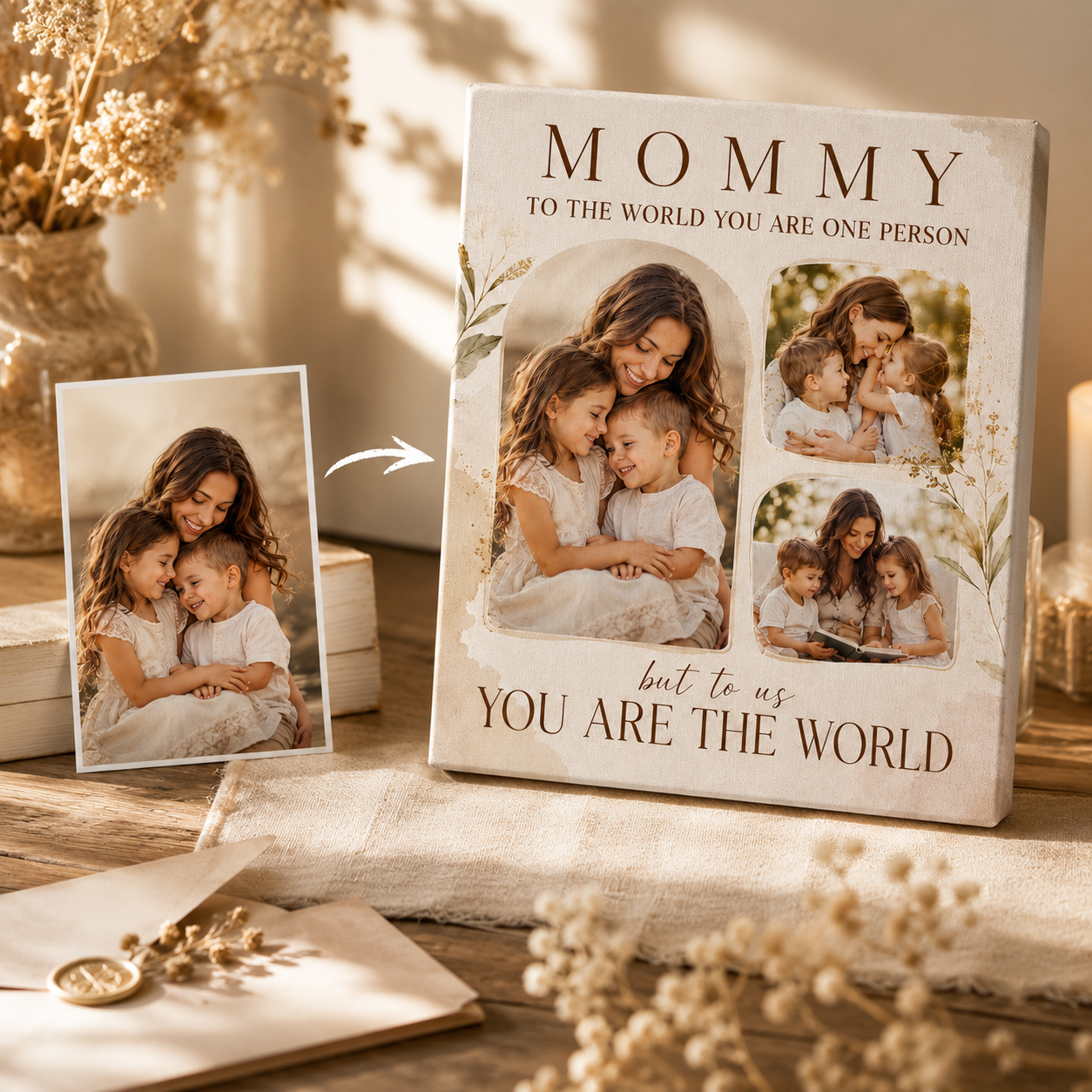 Custom Photo Mommy Canvas Wall Art - Custom Gift For Mom TOM99